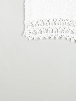 White Cotton Crochet Cropped Top XS/S - The Harlequin