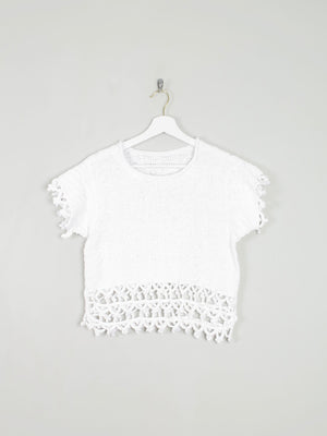 White Cotton Crochet Cropped Top XS/S - The Harlequin