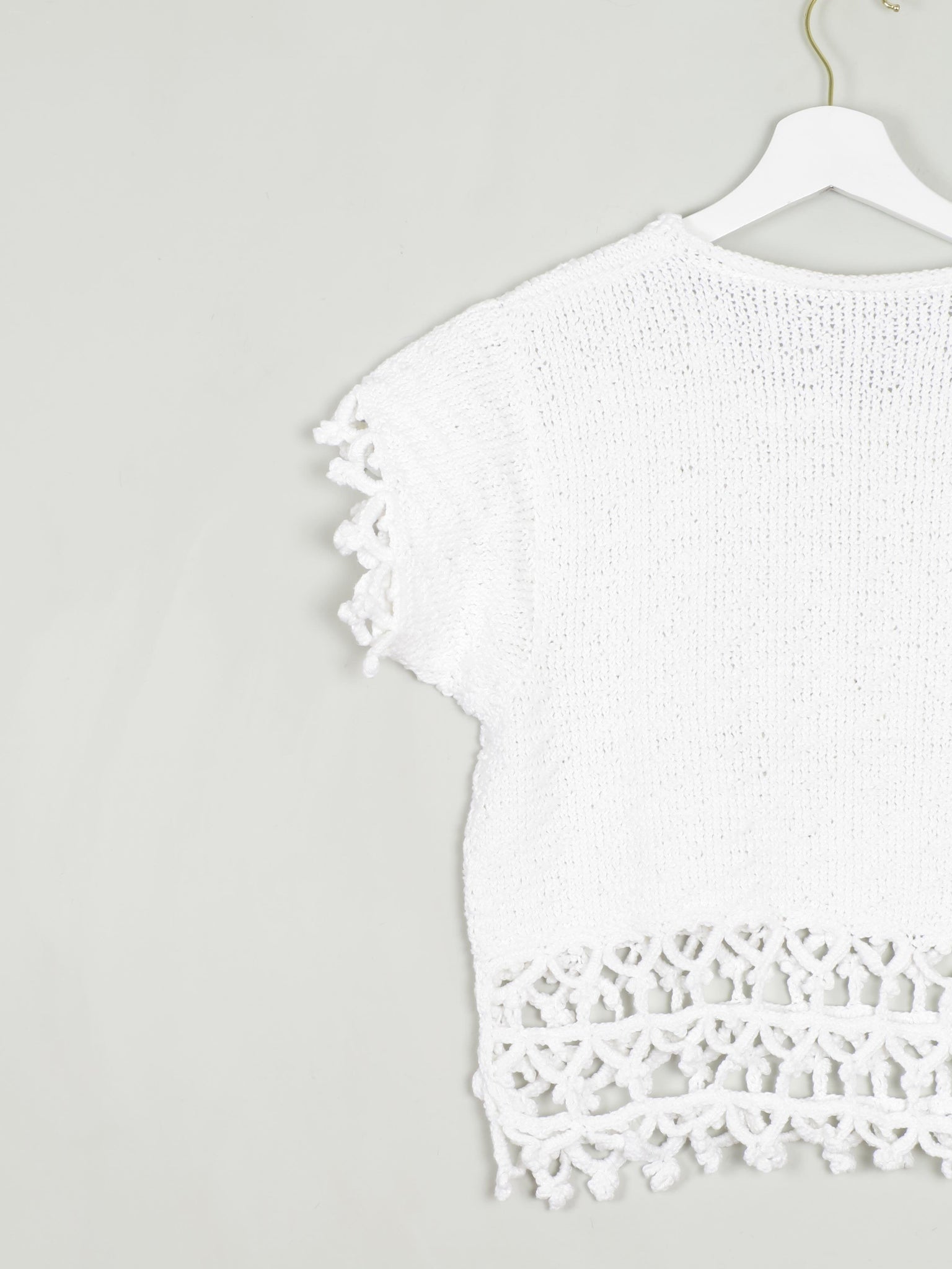 White Cotton Crochet Cropped Top XS/S - The Harlequin