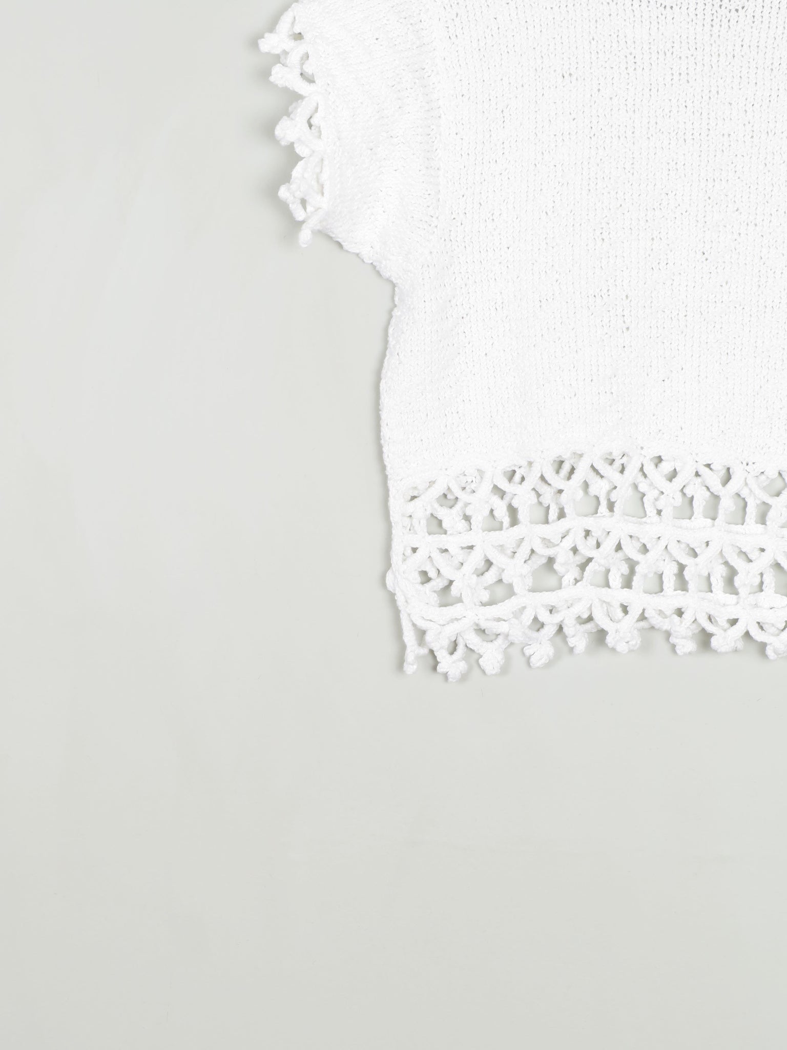 White Cotton Crochet Cropped Top XS/S - The Harlequin