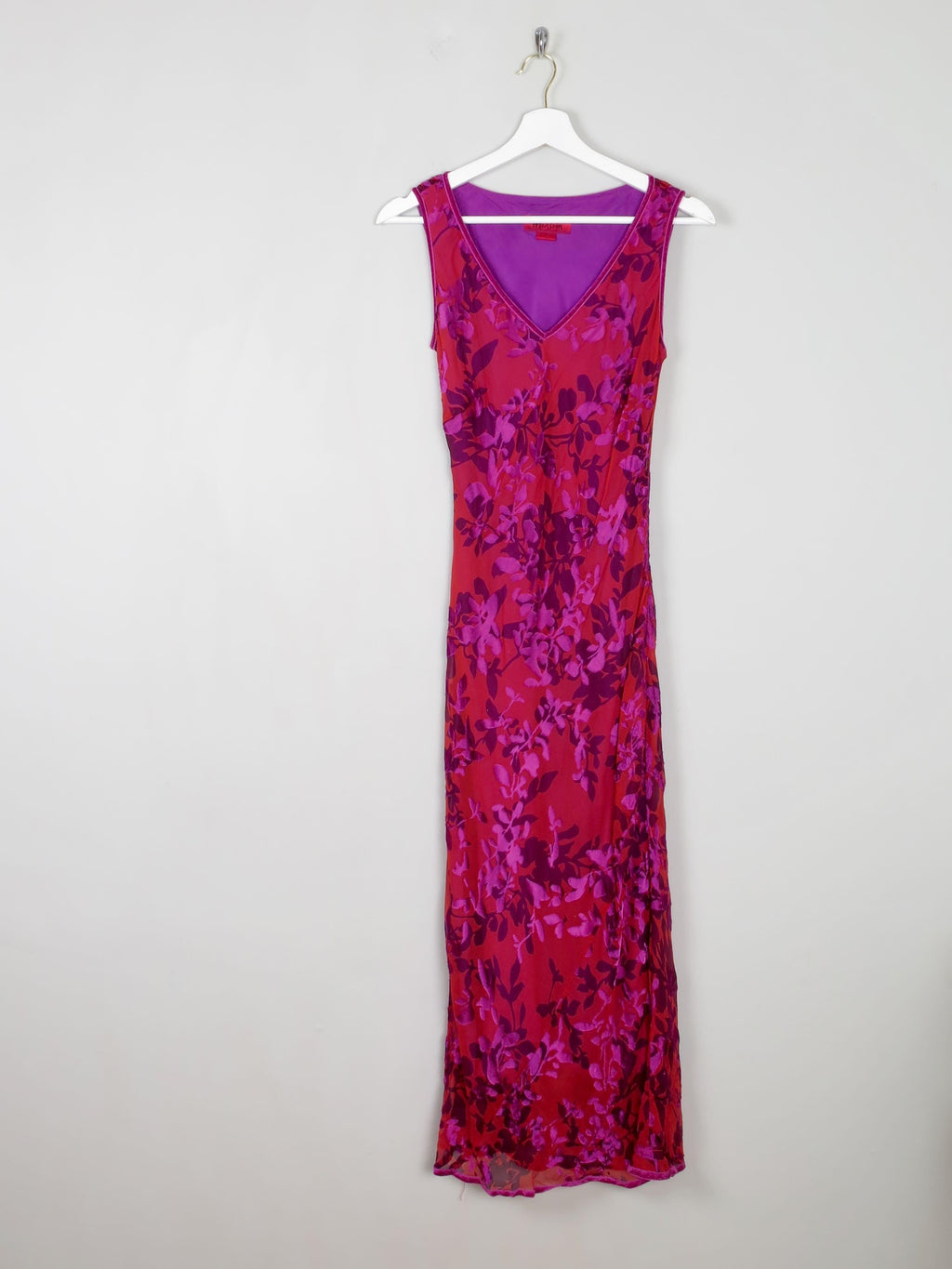 Wine & Purple Floral Silk Mix  Devore Vintage Dress By Monsoon XS/8 - The Harlequin