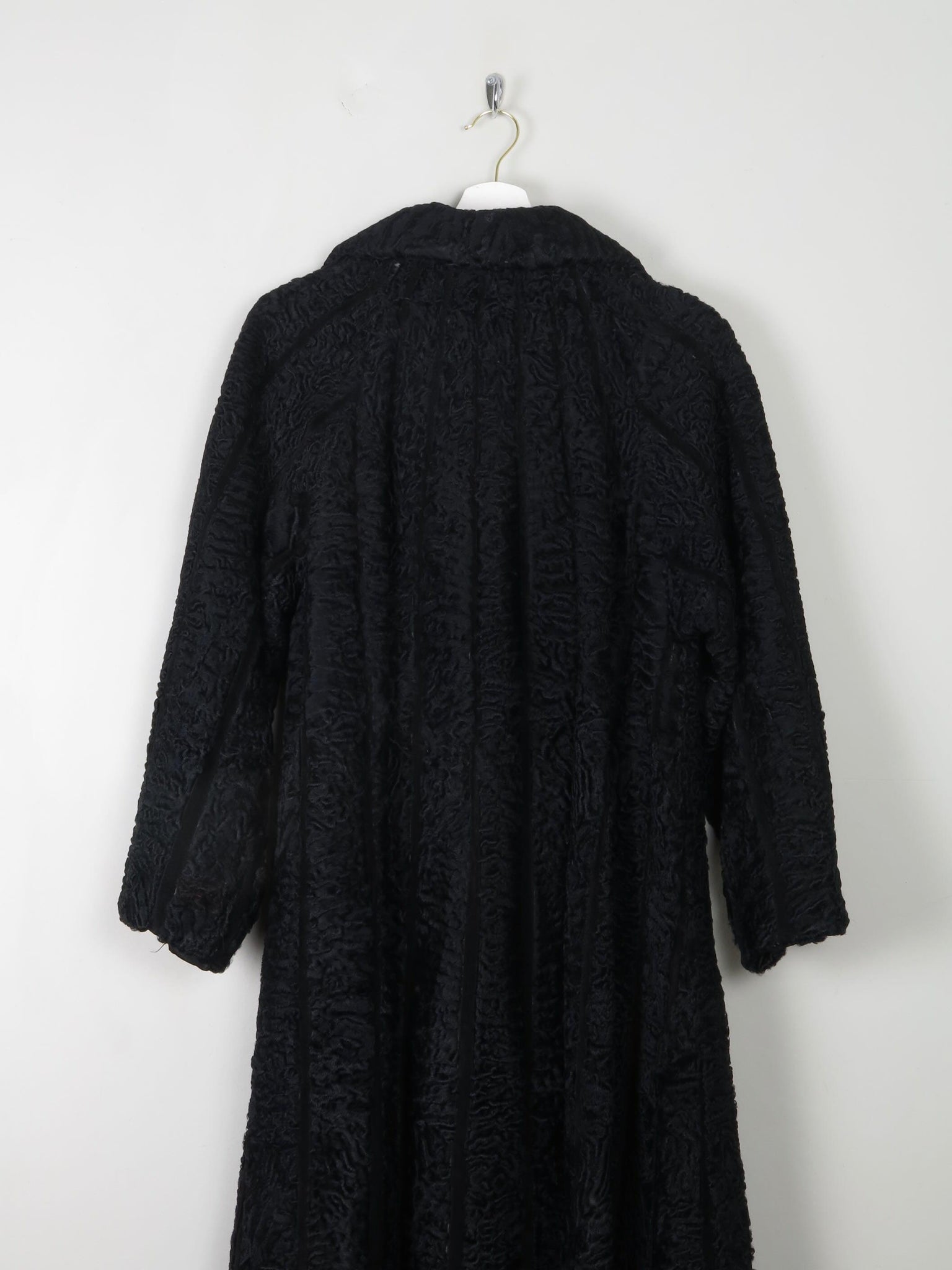 Women's 1950s Astrachan Black Swing Coat S/M - The Harlequin