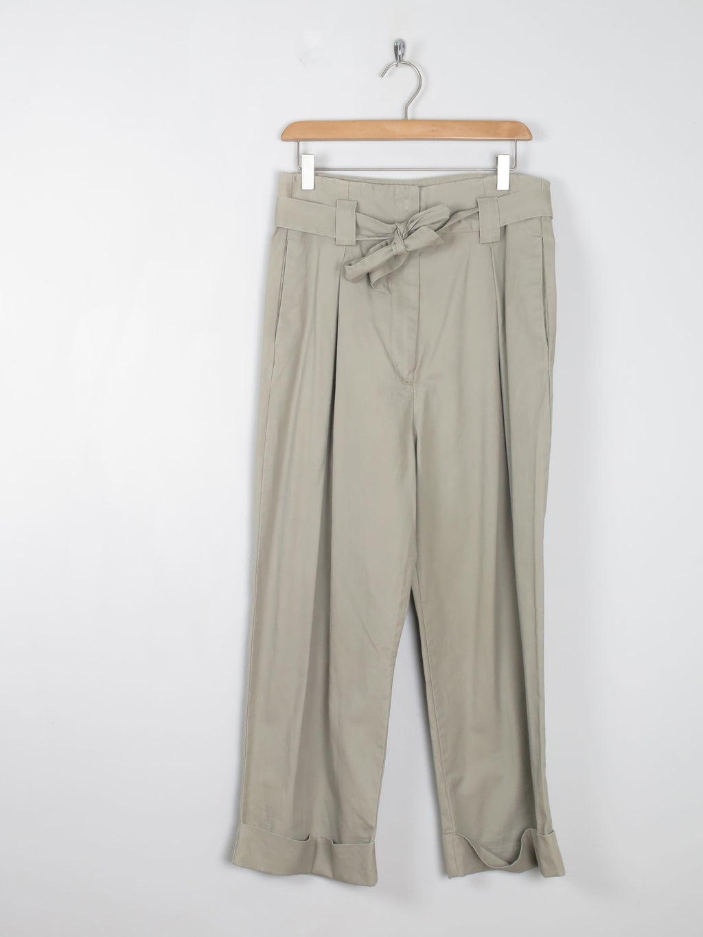 Women's Beige Khaki High Waisted Trousers 30W S - The Harlequin
