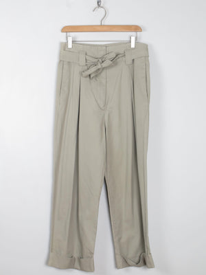Women's Beige Khaki High Waisted Trousers 30W S - The Harlequin