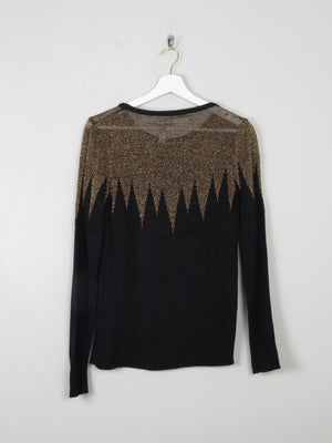 Women's Black & Gold Vintage Knit Top S - The Harlequin