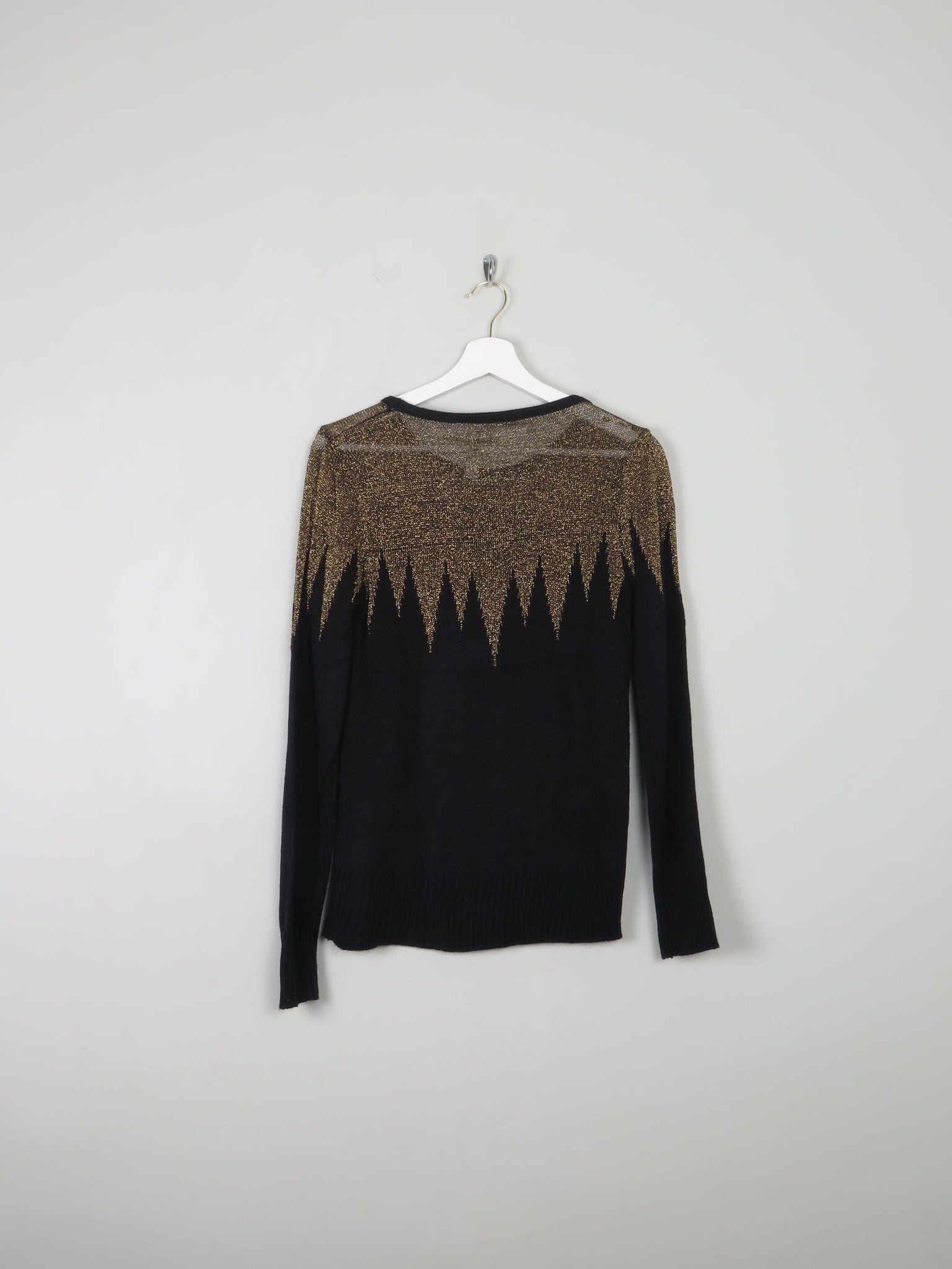 Women's Black & Gold Vintage Knit Top S - The Harlequin