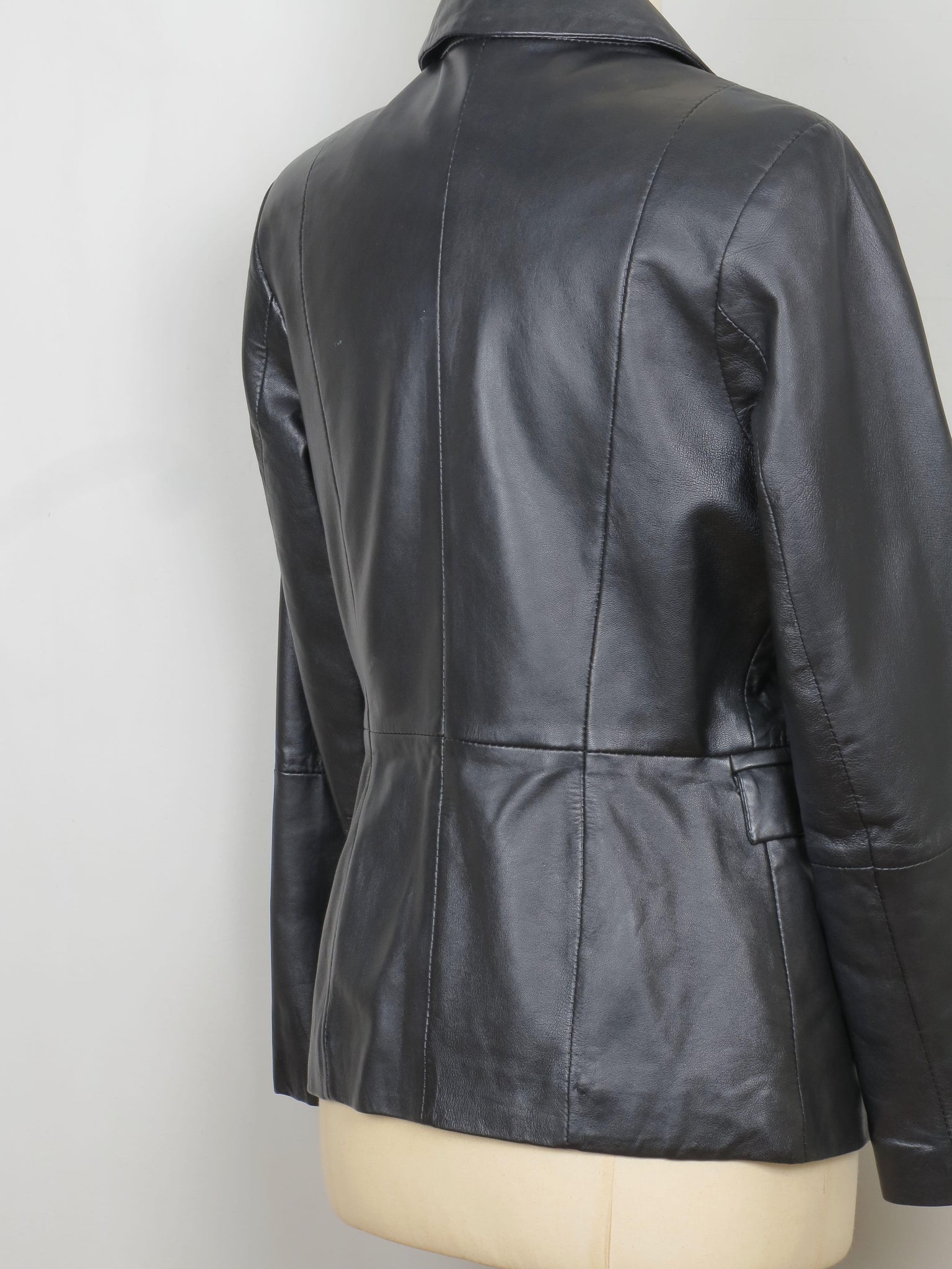 Women's Black Leather Vintage Jacket S/M - The Harlequin