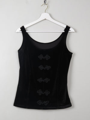 Women's Black Velvet Corset Style Top S - The Harlequin