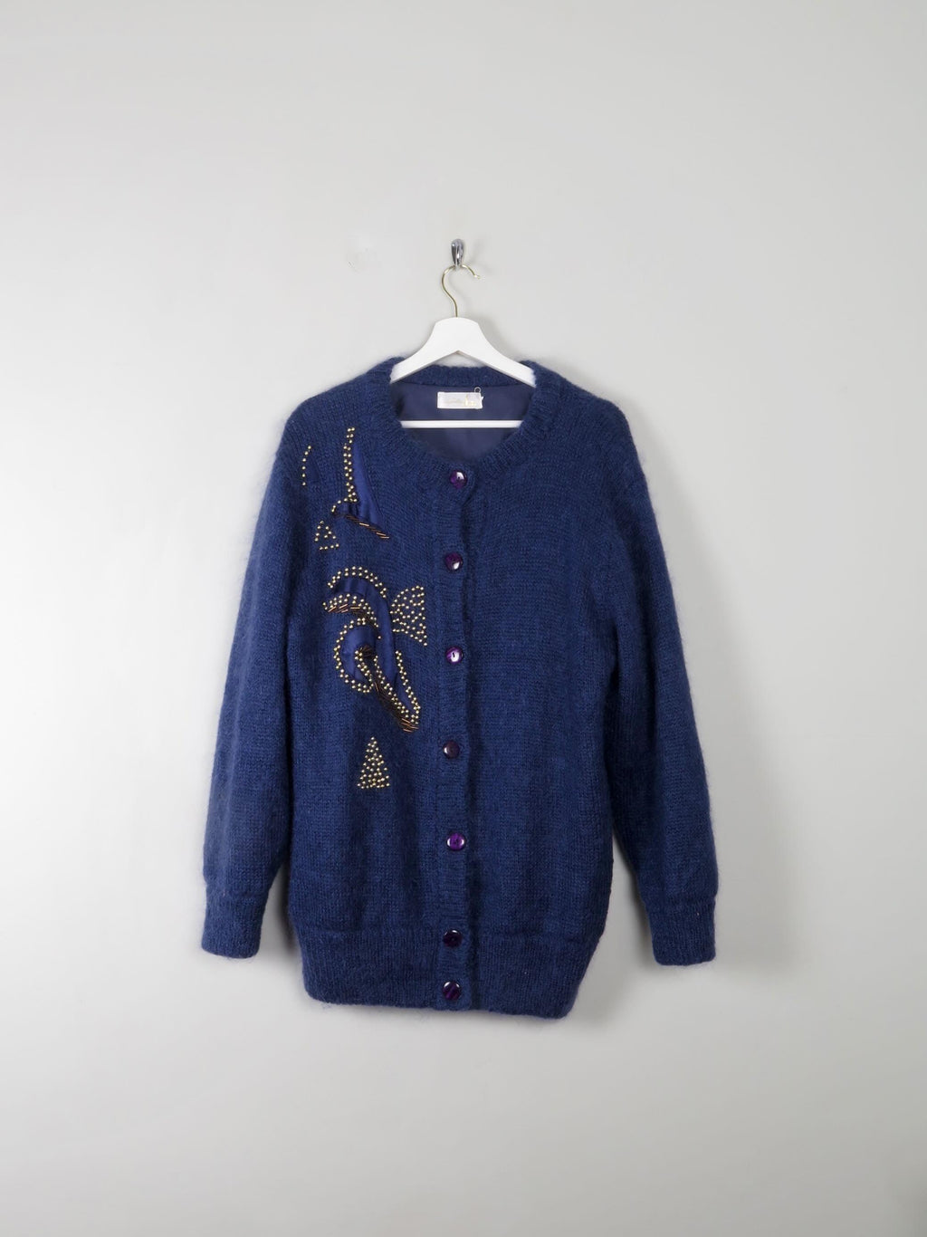 Women's Blue Vintage Mohair Cardigan - The Harlequin