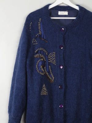 Women's Blue Vintage Mohair Cardigan - The Harlequin