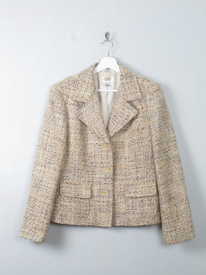 Women's Boucle Tweed Vintage Jacket Cream M - The Harlequin