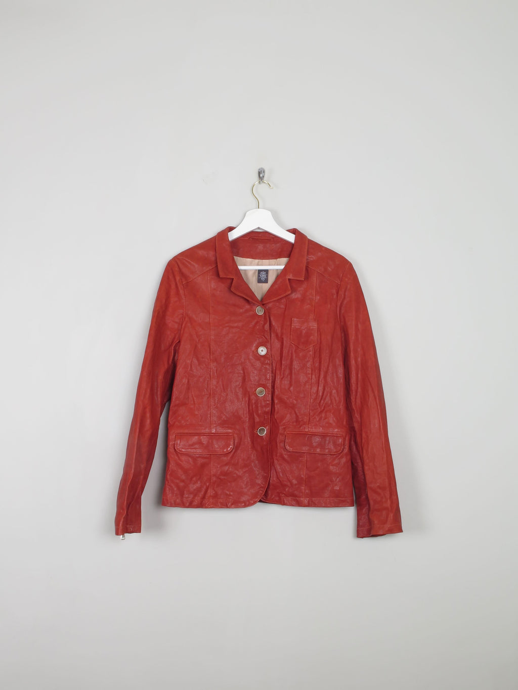 Women's Brick Red Leather Jacket Eleventy M - The Harlequin