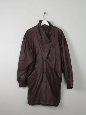 Women's Brown Leather Vintage Coat M - The Harlequin