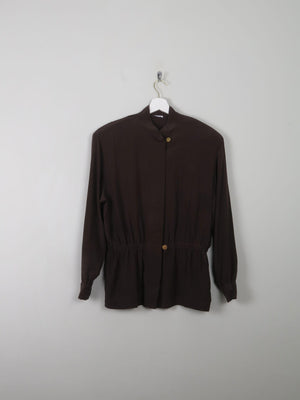 Women's Brown Vintage Silk Top S/M - The Harlequin