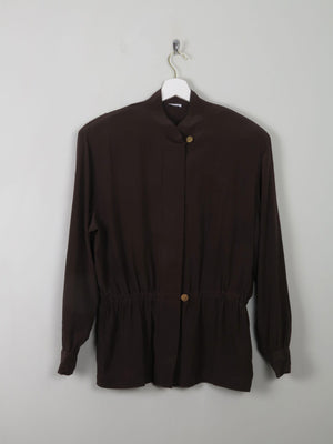 Women's Brown Vintage Silk Top S/M - The Harlequin