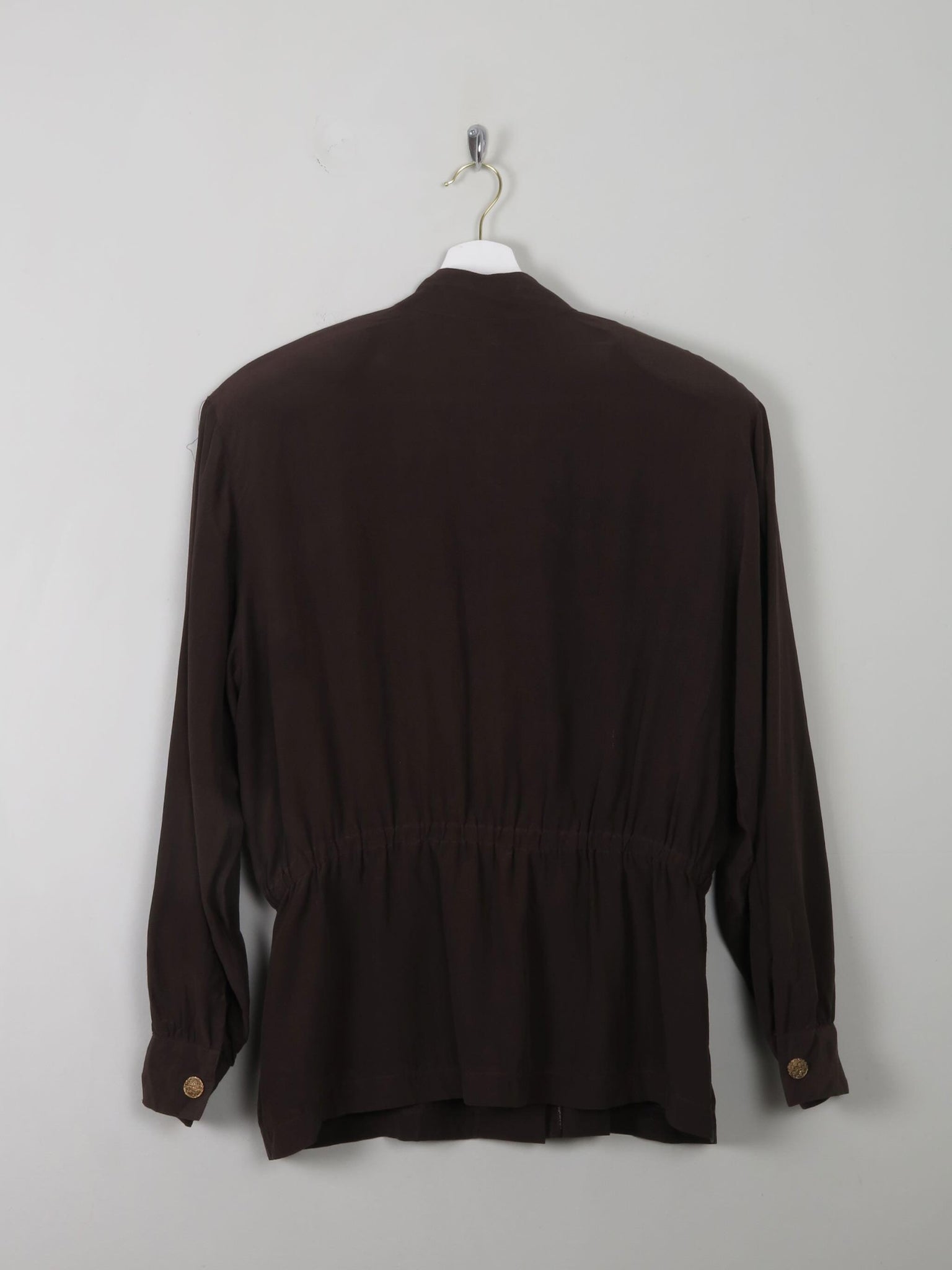 Women's Brown Vintage Silk Top S/M - The Harlequin