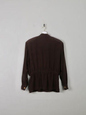 Women's Brown Vintage Silk Top S/M - The Harlequin