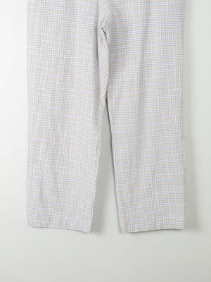 Women's Check Blue & Cream Slightly Cropped Trousers L - The Harlequin