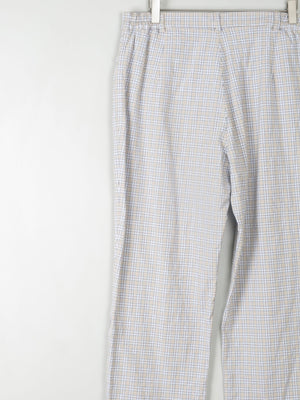 Women's Check Blue & Cream Slightly Cropped Trousers L - The Harlequin