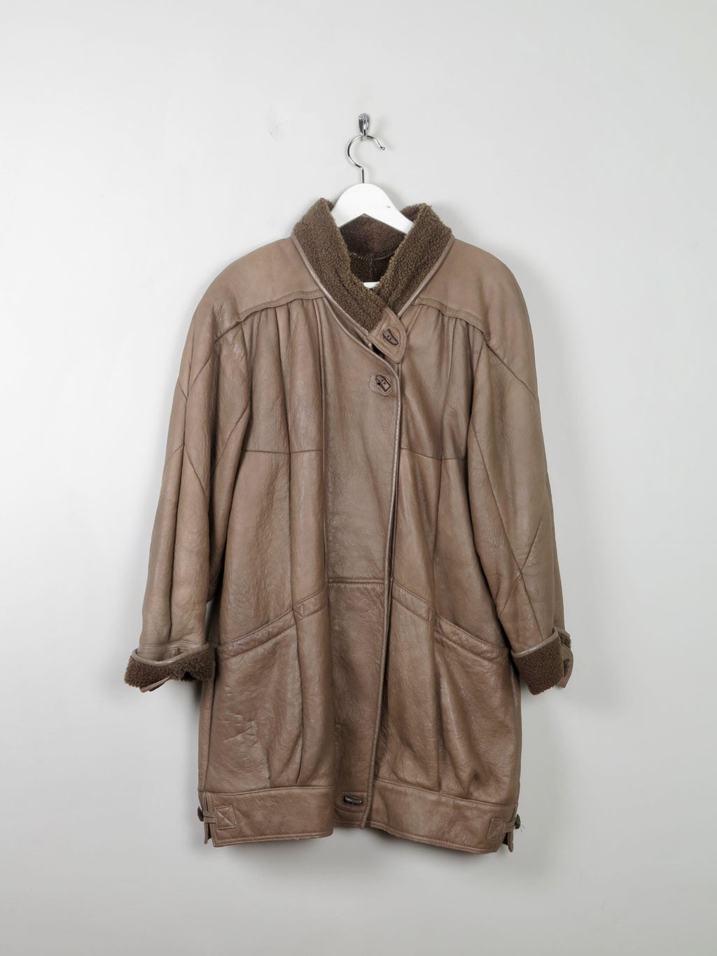 Women's Coffee Vintage Shearling Short Coat M/L - The Harlequin