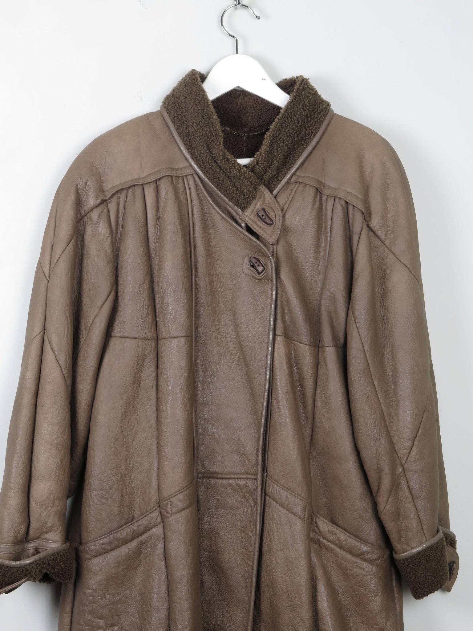 Women's Coffee Brown Vintage Shearling Short Coat M/L - The Harlequin