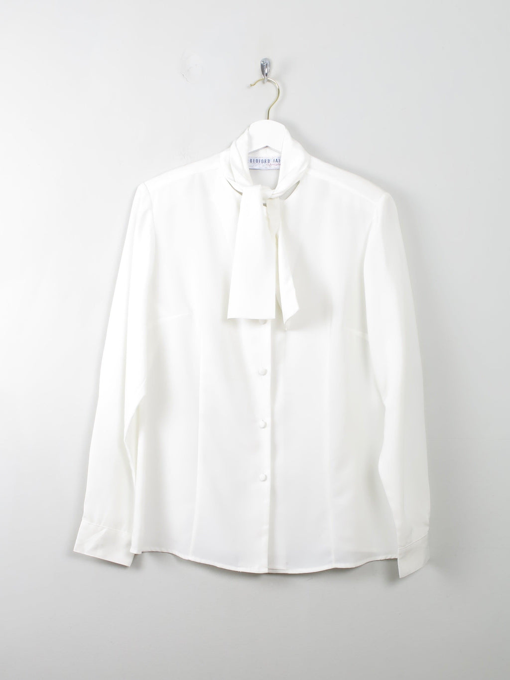 Women's Cream Vintage Blouse With Bow Detail S/M - The Harlequin