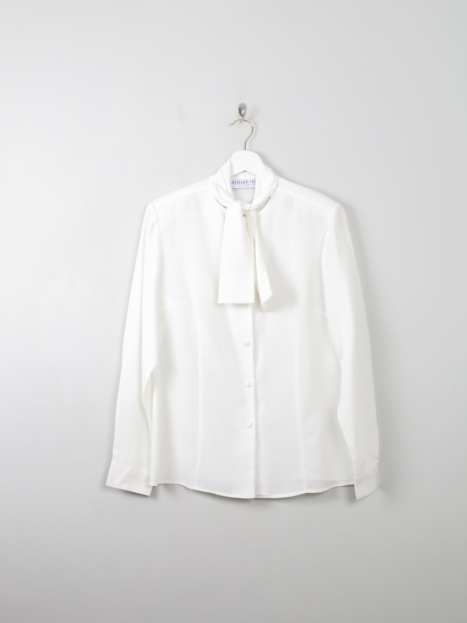 Women's Cream Vintage Blouse With Bow Detail S/M - The Harlequin