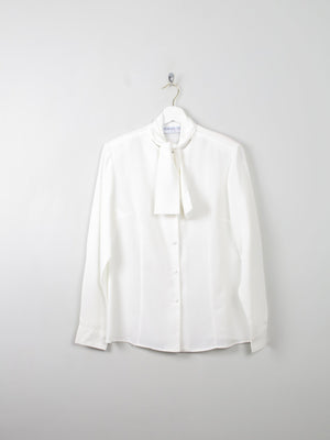 Women's Cream Vintage Blouse With Bow Detail S/M - The Harlequin