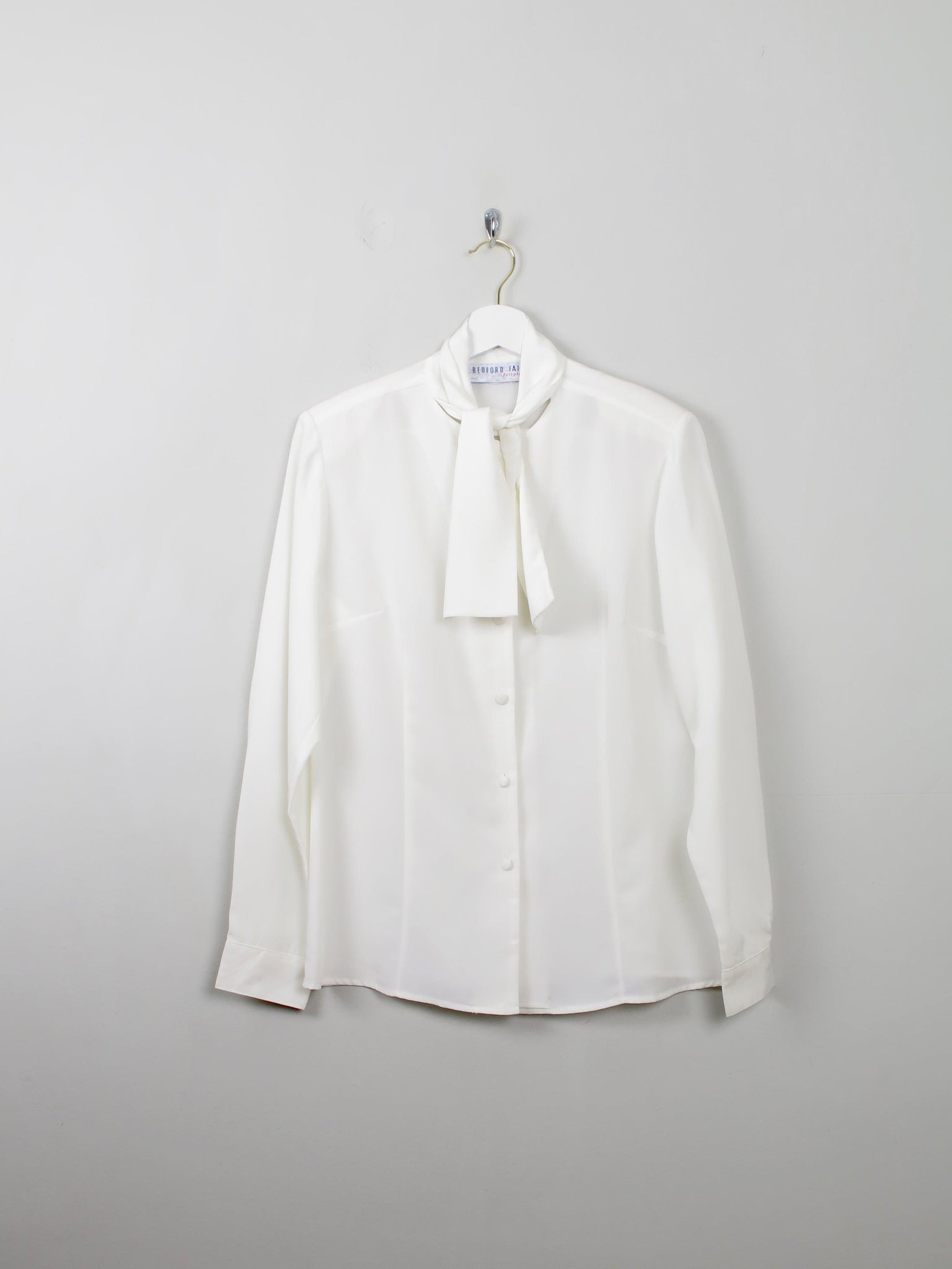 Women's Cream Vintage Blouse With Bow Detail S/M - The Harlequin