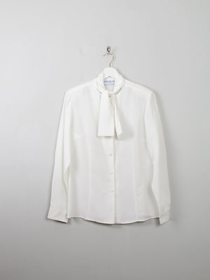 Women's Cream Vintage Blouse With Bow Detail S/M - The Harlequin