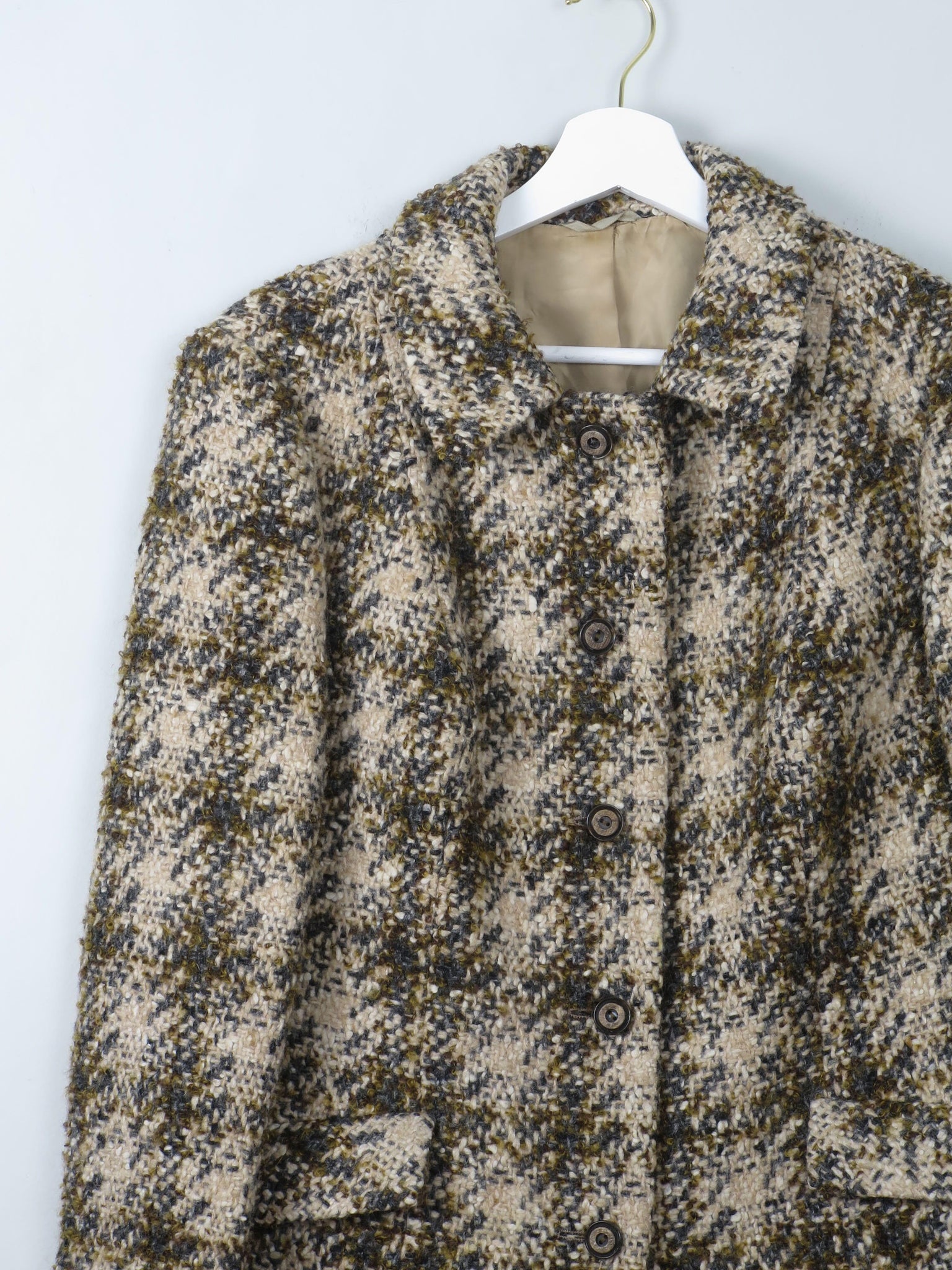 Women's Cream Vintage Tweed Jacket 1960s 12/14 - The Harlequin