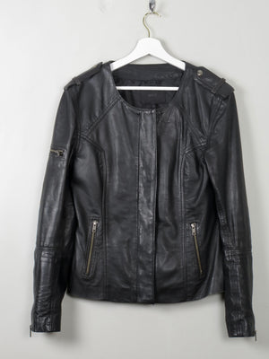Women's Gestuz Black Leather Jacket 10/40 - The Harlequin
