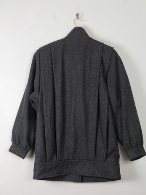 Women's Grey Wool Pleated Jacket S/M - The Harlequin