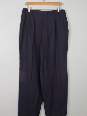 Women’s  Navy Wool Tapered Leg Trousers 14/ L  32" W 31L - The Harlequin