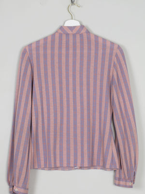 Women 's Pink Striped Vintage Blouse With Collar S - The Harlequin