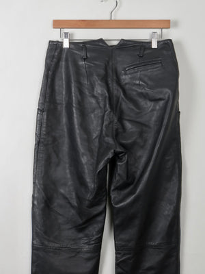 Women's Soft Black Leather Trousers 30"W 32"L - The Harlequin