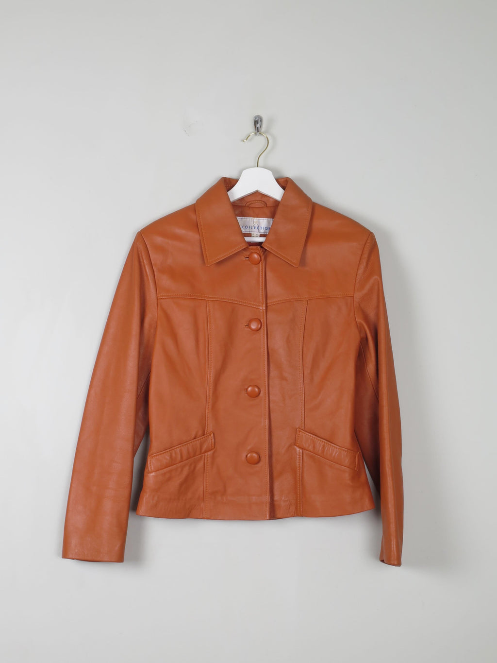 Women's Orange/Tan Leather Vintage Jacket M - The Harlequin