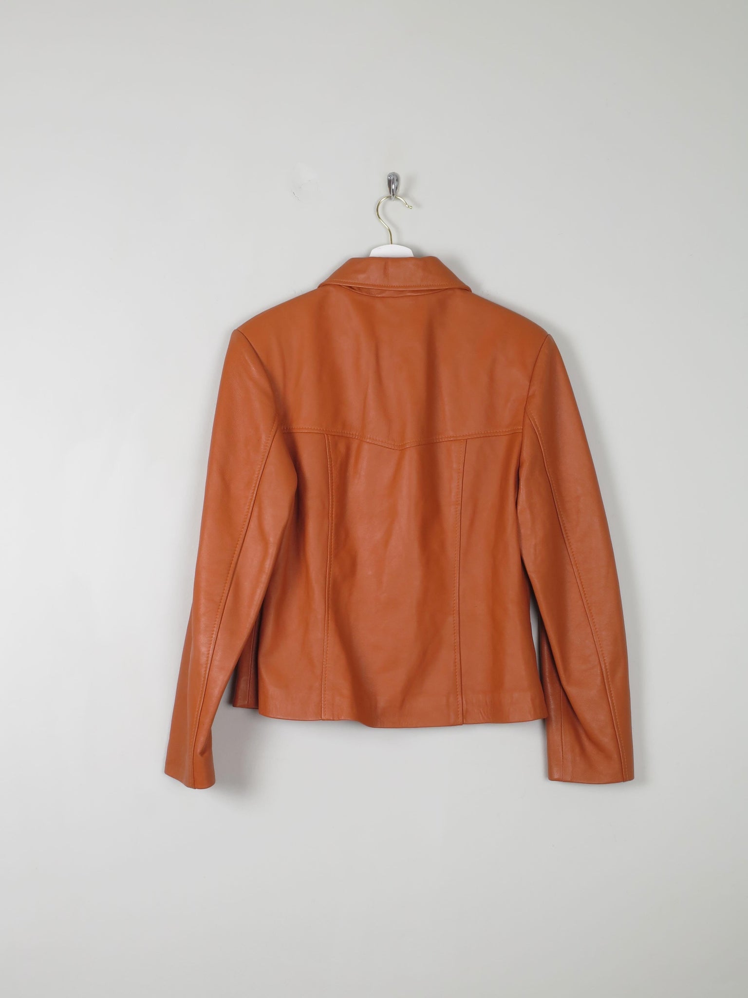 Women's Orange/Tan Leather Vintage Jacket M - The Harlequin