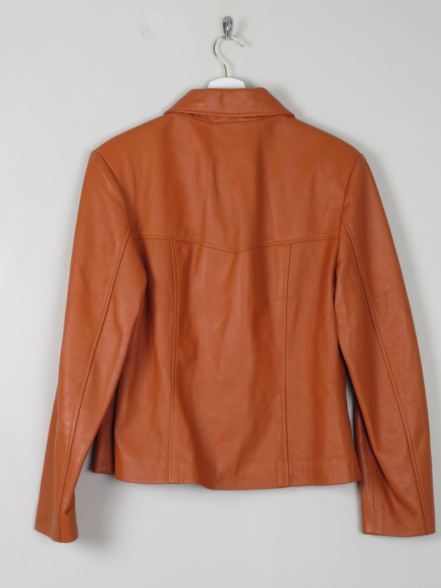 Women's Orange/Tan Leather Vintage Jacket M - The Harlequin