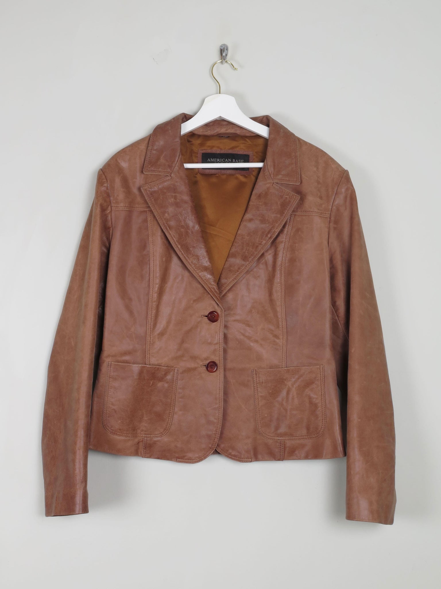 Women's Tan/Brown Vintage Leather Jacket L - The Harlequin