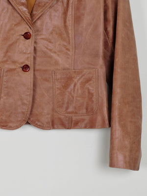 Women's Tan/Brown Vintage Leather Jacket L - The Harlequin