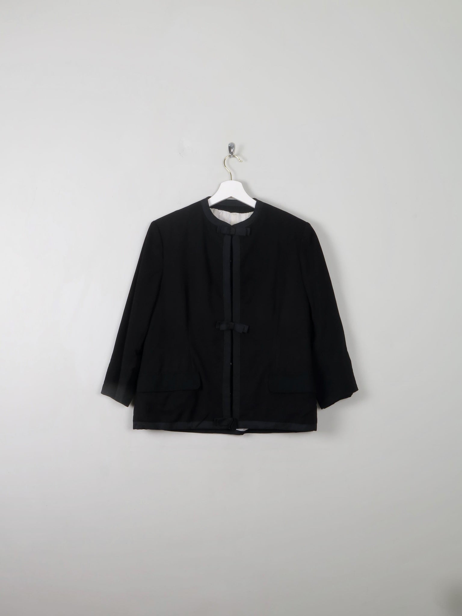 Vintage 1950s Black Wool Jacket S - The Harlequin