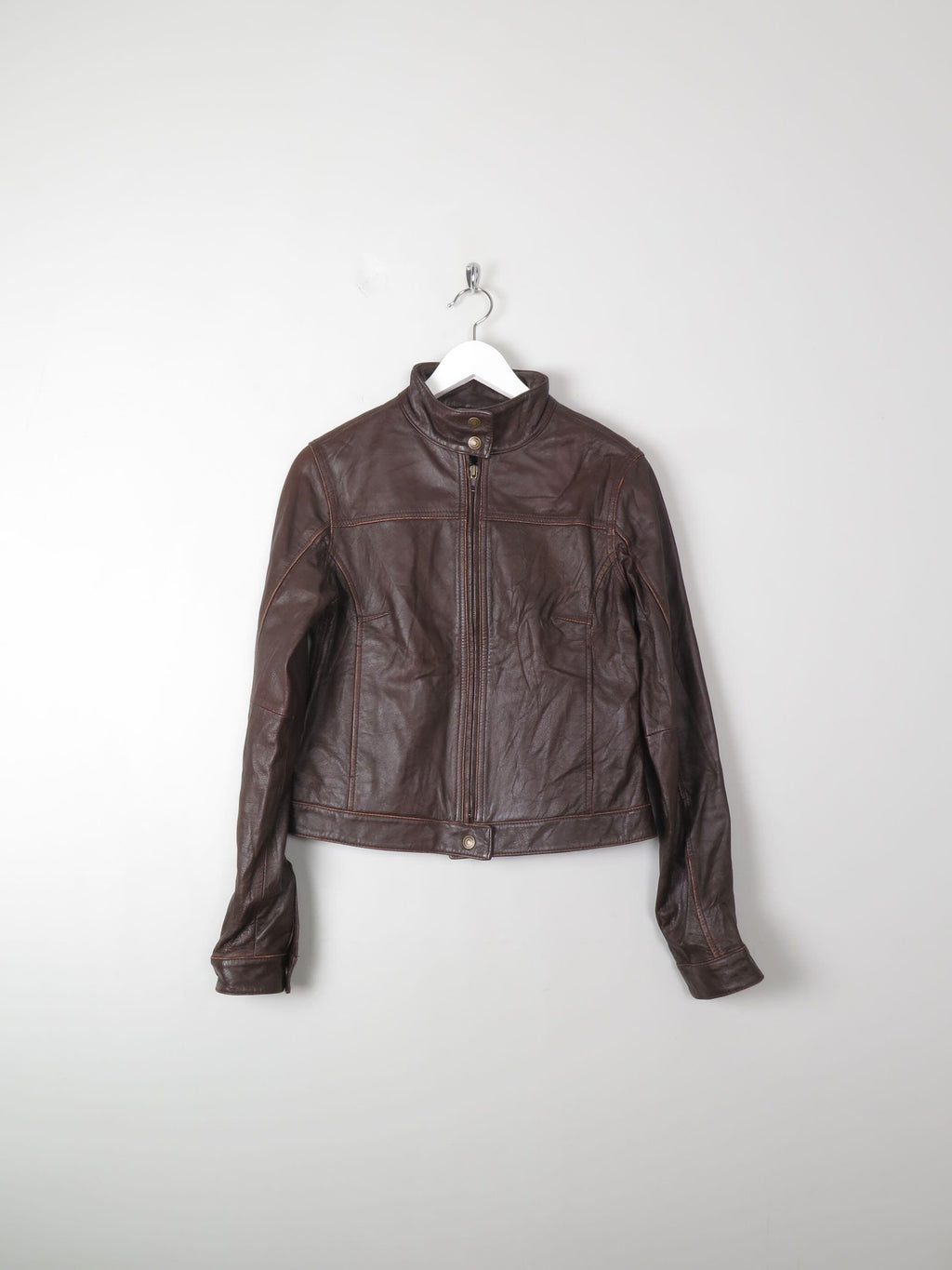 Women's Vintage Biker Jacket  Brown 90s S - The Harlequin