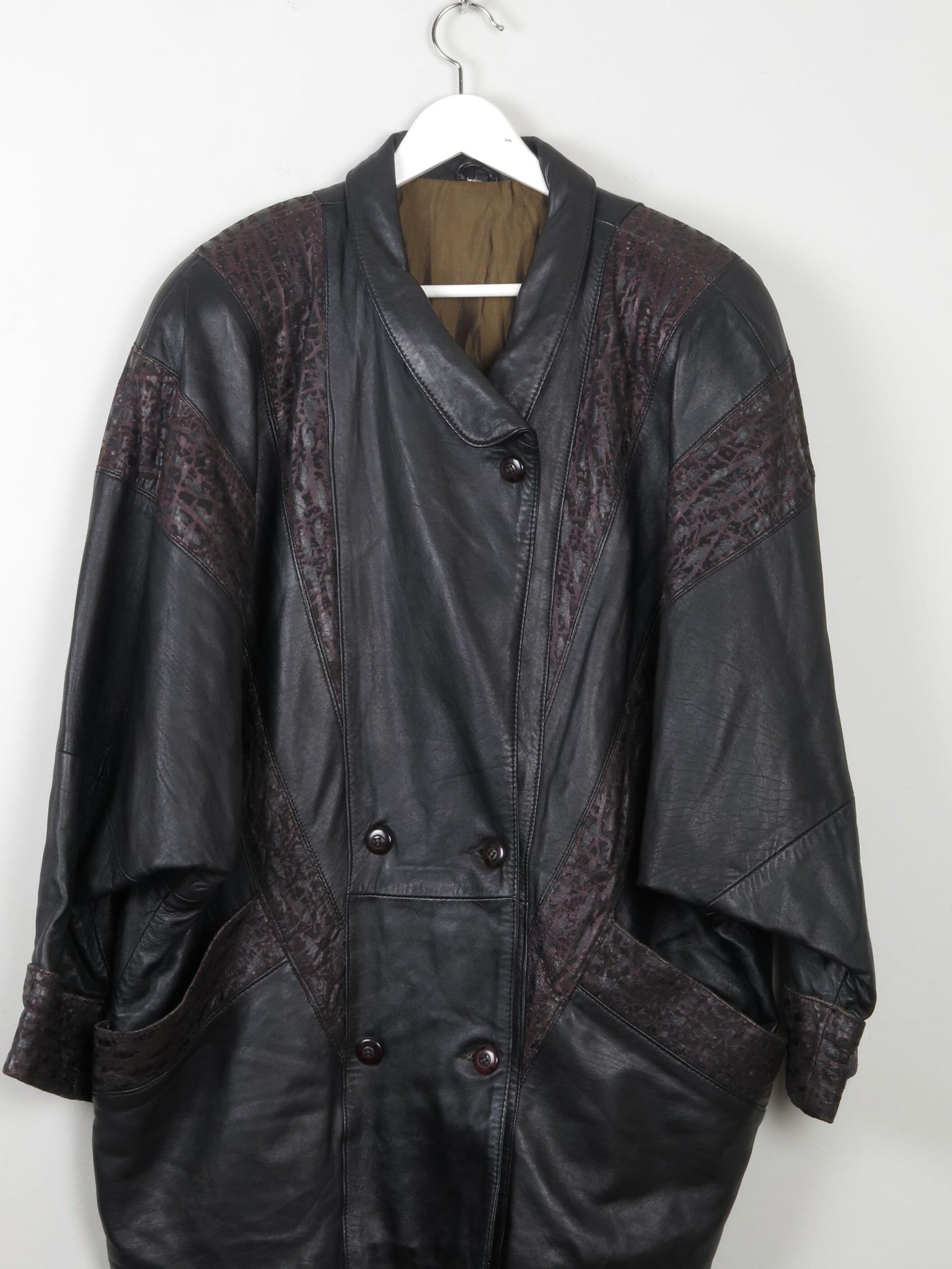 Women's Vintage Black Leather 80s Jacket L - The Harlequin