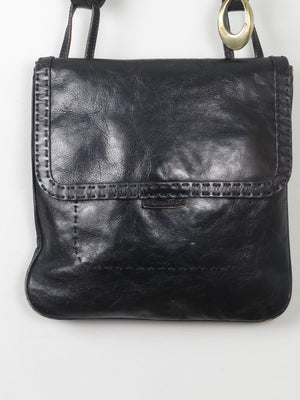 Women's Vintage Black Leather Bag - The Harlequin