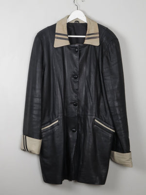 Women's Vintage Black Leather Coat L/XL - The Harlequin