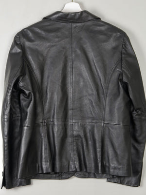 Women's Vintage Black Leather Jacket L - The Harlequin
