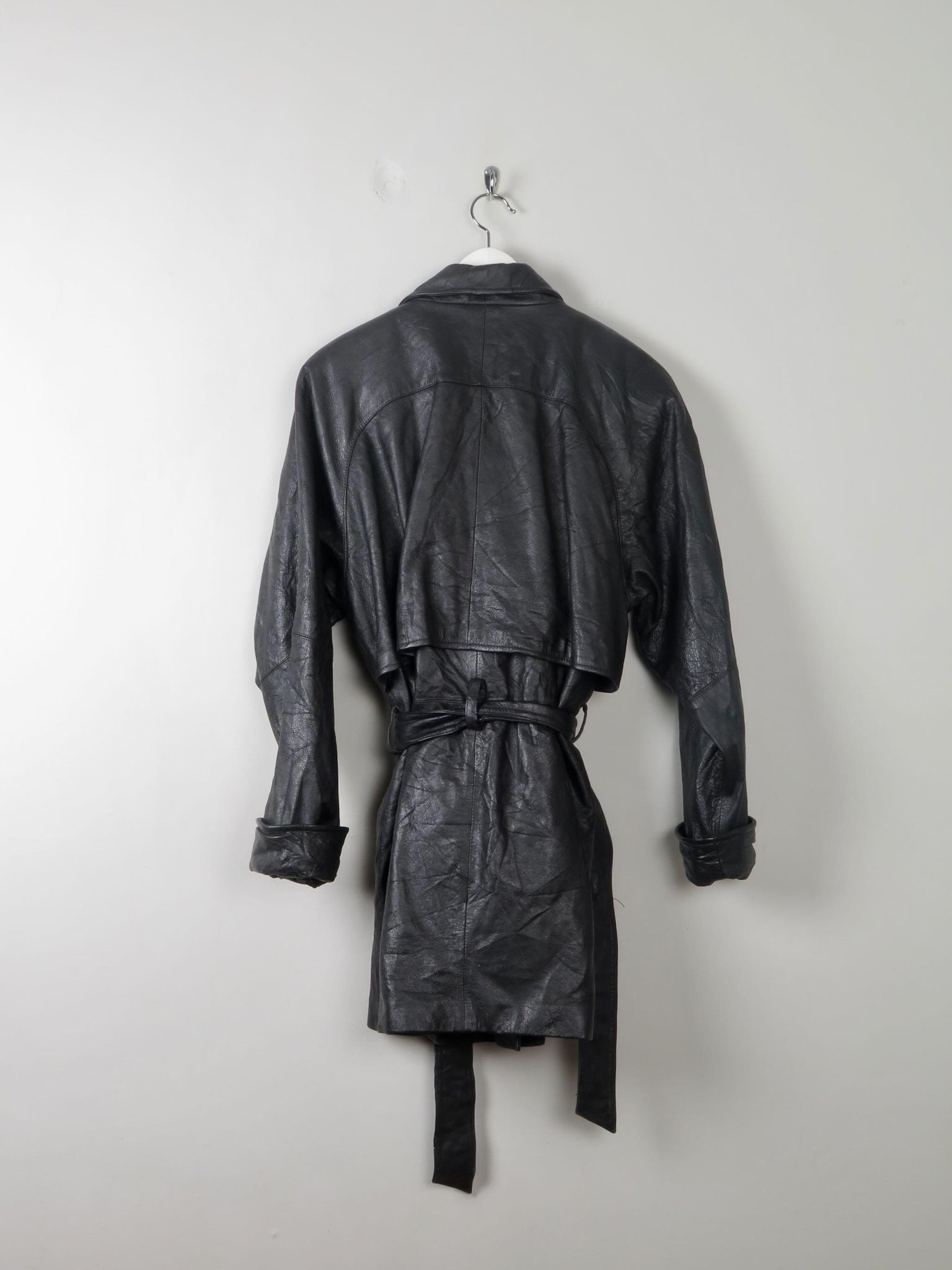 Women's Vintage Black Leather Short Coat M - The Harlequin