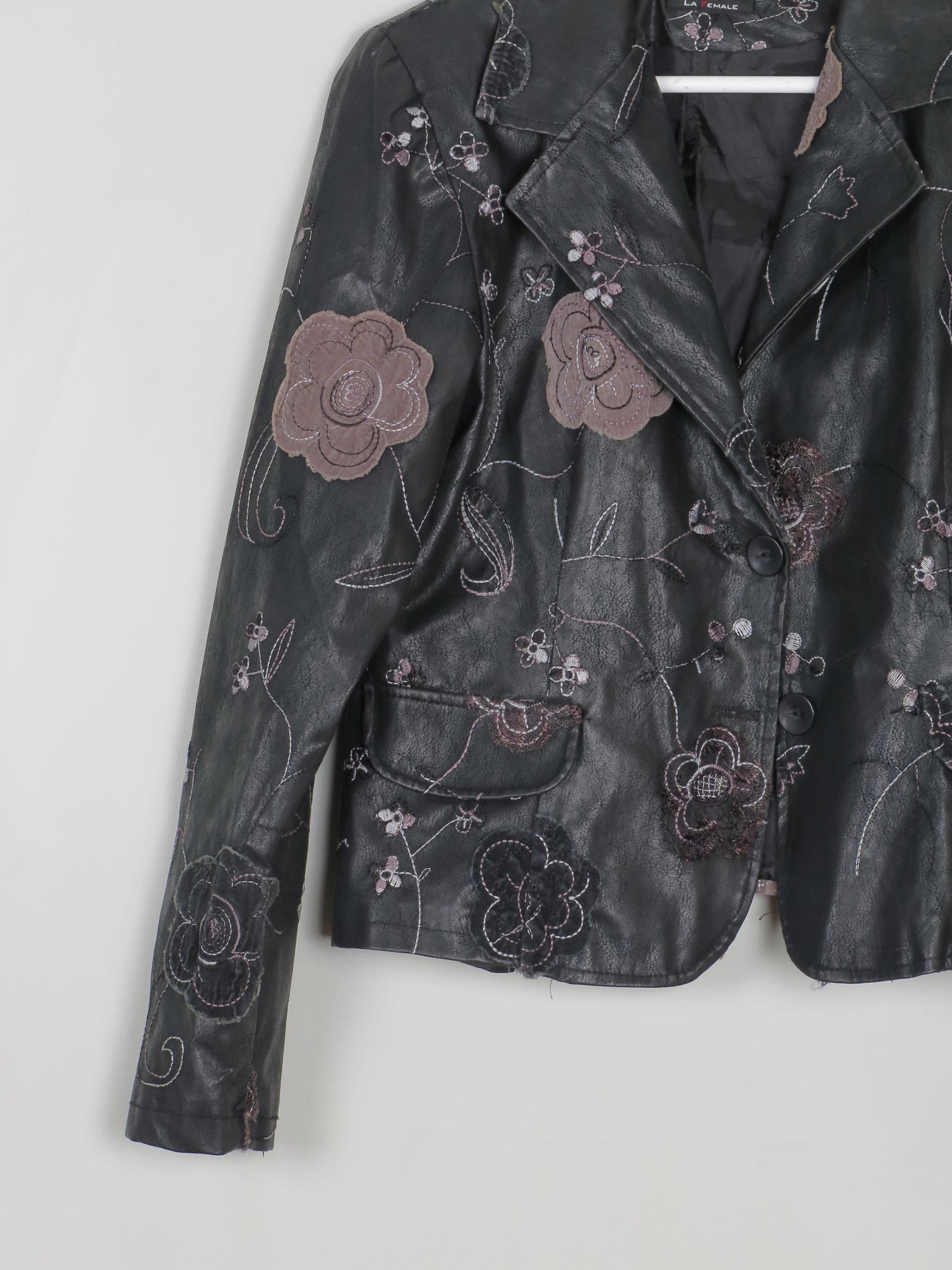 Women’s Vintage Black PU Leather Jacket M - The Harlequin