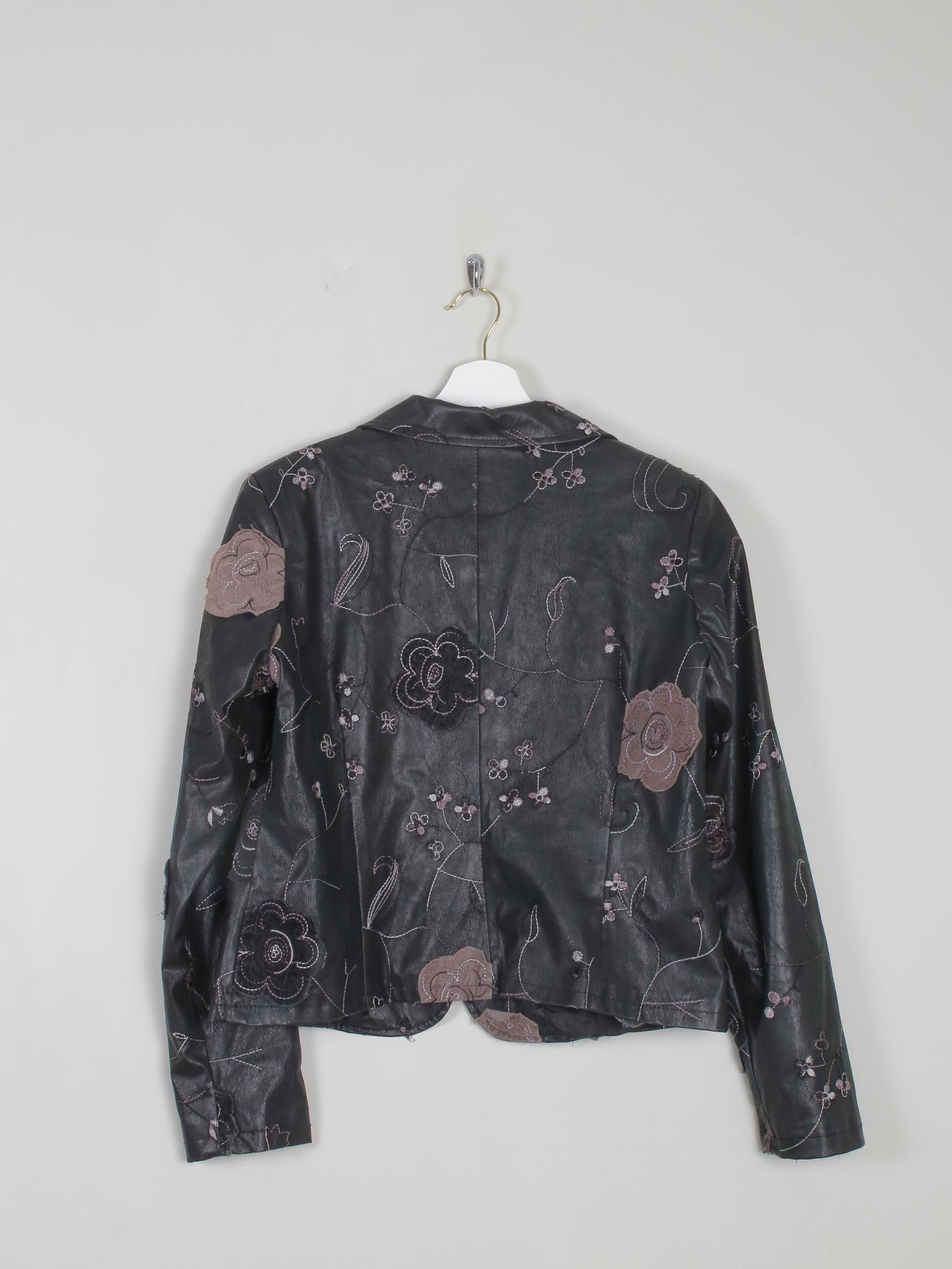 Women’s Vintage Black PU Leather Jacket M - The Harlequin